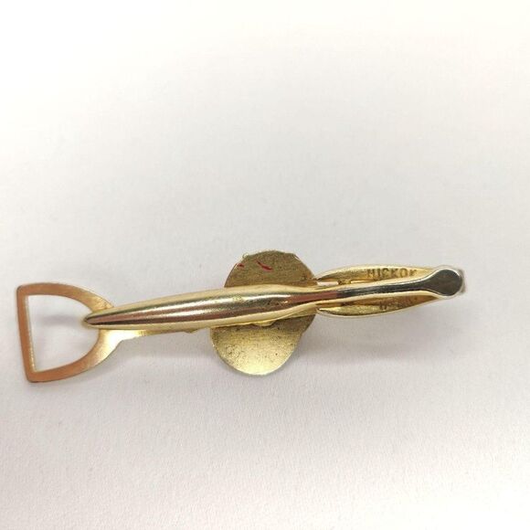 Vintage Hickok Jockey Hat Tie Bar Horse Racing Stirrup Goldtone 2.75" - Picture 6 of 6